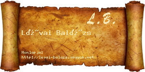 Lévai Balázs névjegykártya